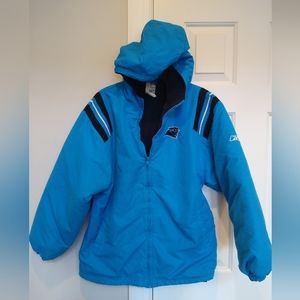 Carolina Panthers NFL Jacket Fleece Lined Coat Reebok Logo Size  Xl 18-20 Hooded